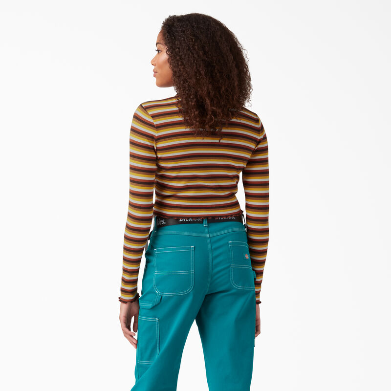 Dickies Striped Long Sleeve Cropped T-Shirt Ginger Honey Baby Stripe ID-ws0Zpbxx