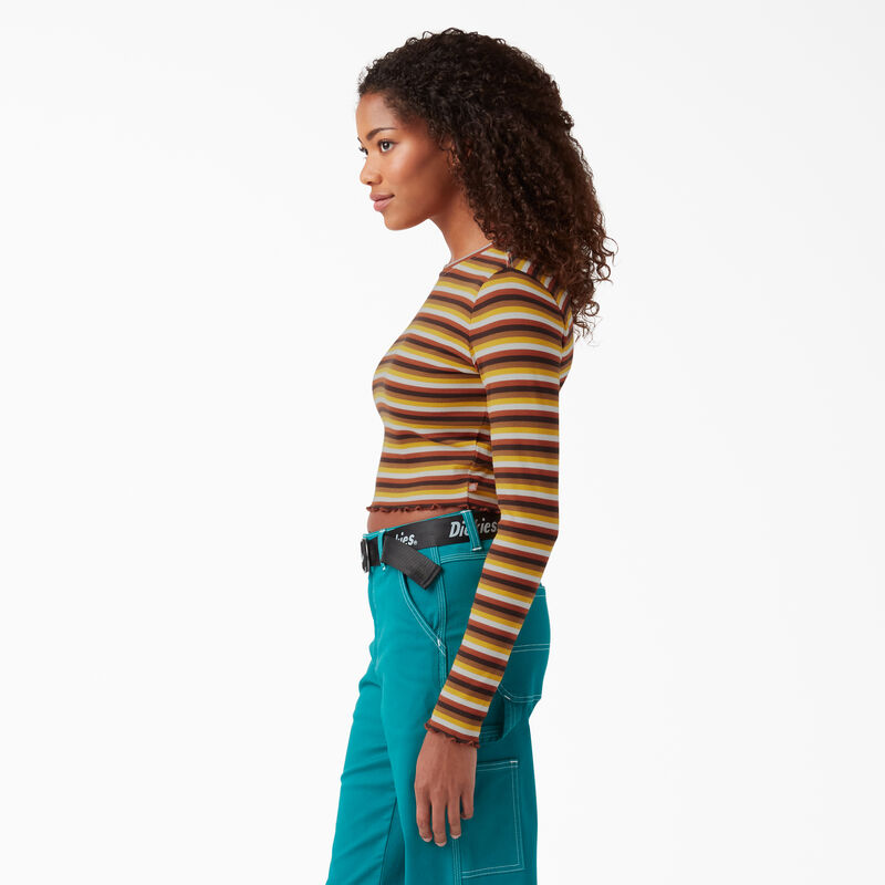 Dickies Striped Long Sleeve Cropped T-Shirt Ginger Honey Baby Stripe ID-ws0Zpbxx