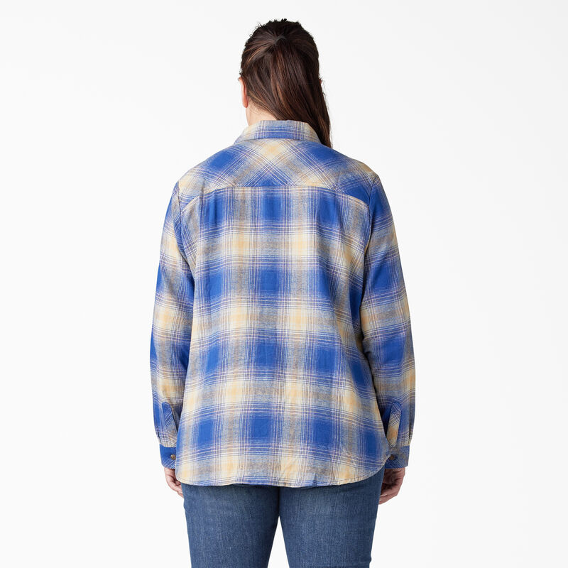 Dickies Plus Long Sleeve Plaid Flannel Shirt Surf Blue/Fireside Ombre Plaid ID-wx1xSVph