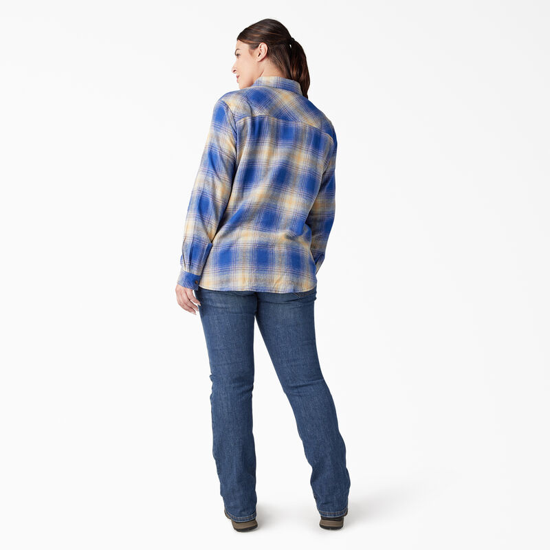 Dickies Plus Long Sleeve Plaid Flannel Shirt Surf Blue/Fireside Ombre Plaid ID-wx1xSVph