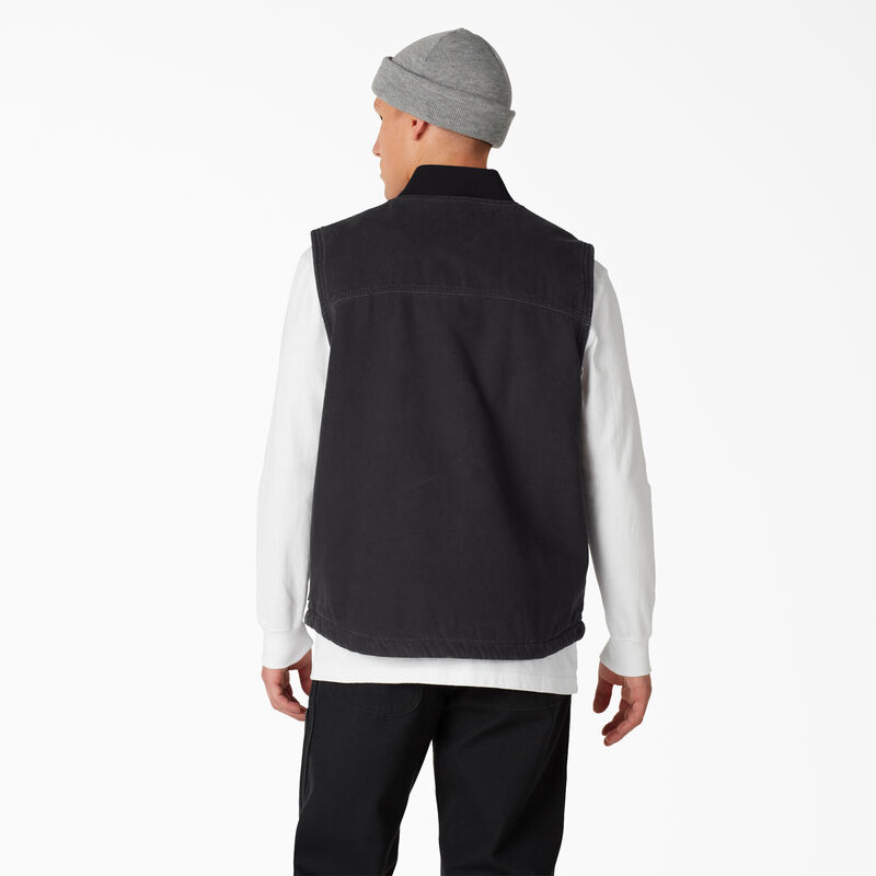 Dickies Stonewashed Duck High Pile Fleece Lined Vest Stonewashed Black ID-x91O8iRO