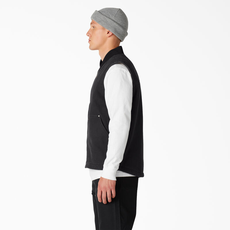 Dickies Stonewashed Duck High Pile Fleece Lined Vest Stonewashed Black ID-x91O8iRO