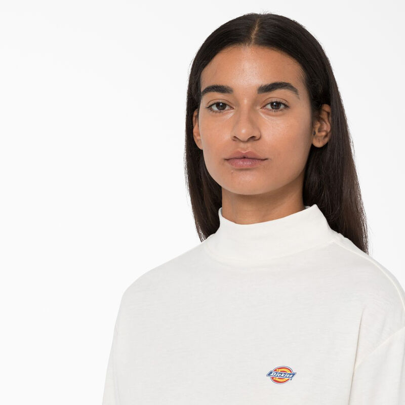 Dickies Mapleton High Neck Long Sleeve T-Shirt White ID-x95p93SZ