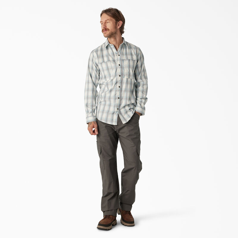 Dickies Cooling Long Sleeve Work Shirt Clear Blue/Smoke Plaid ID-xJLR6lhb