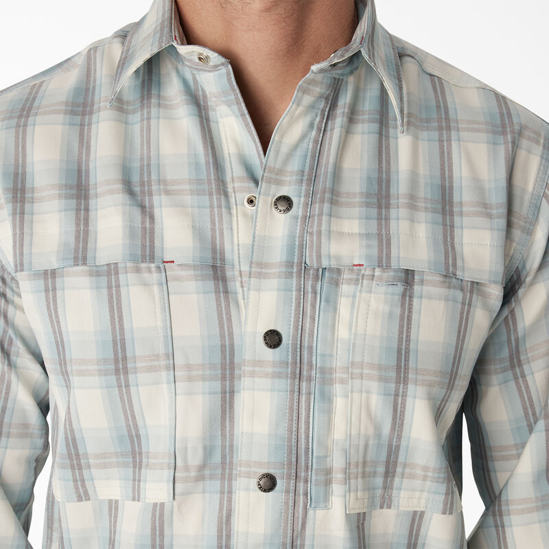 Dickies Cooling Long Sleeve Work Shirt Clear Blue/Smoke Plaid ID-xJLR6lhb