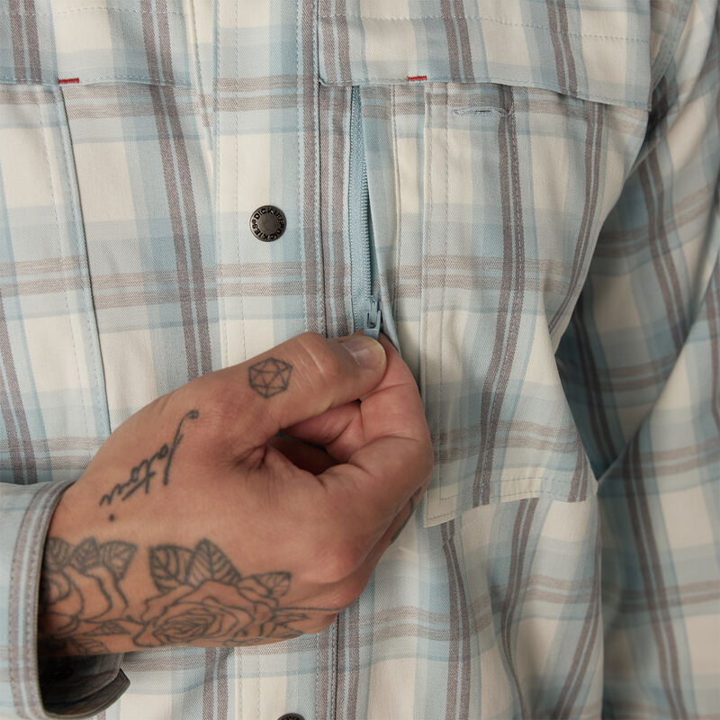 Dickies Cooling Long Sleeve Work Shirt Clear Blue/Smoke Plaid ID-xJLR6lhb