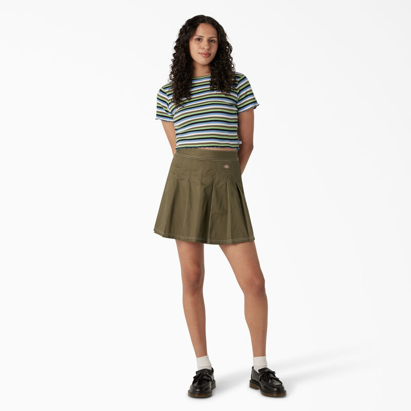 Dickies Striped Cropped Baby T-Shirt Mint/Military Explorer Stripe ID-xJo891yt