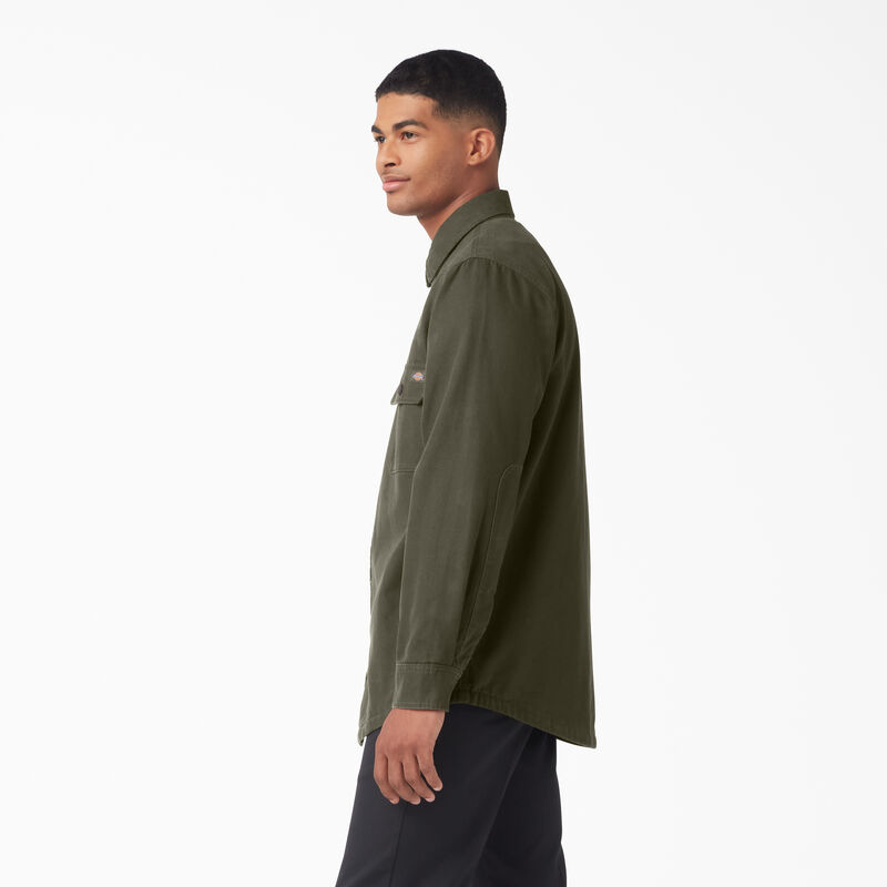 Dickies Long Sleeve Flannel-Lined Duck Shirt Military Green ID-xqtNGTnV