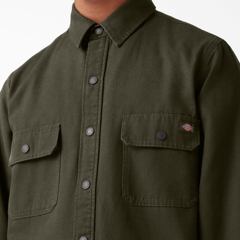 Dickies Long Sleeve Flannel-Lined Duck Shirt Military Green ID-xqtNGTnV