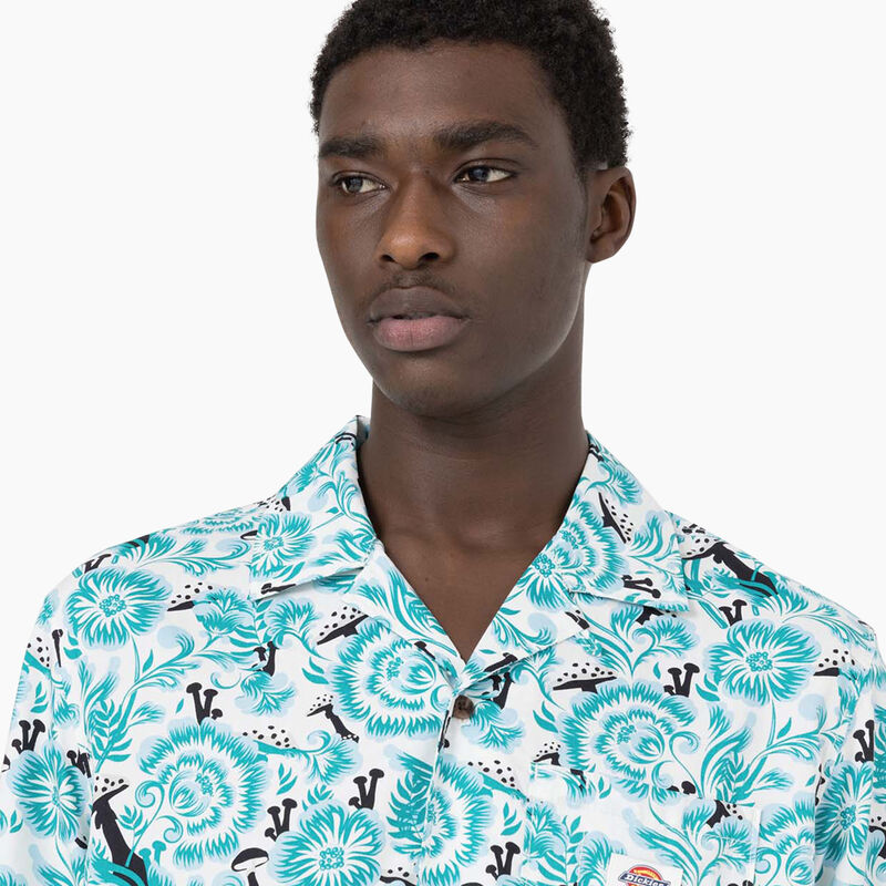 Dickies Roseburg Short Sleeve Shirt Blue Floral Print ID-xtPUQZsj