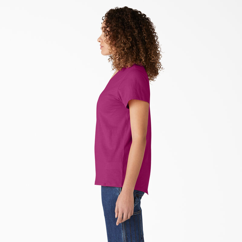 Dickies Short Sleeve V-Neck T-Shirt Festival Fuchsia ID-yCtk9T5o