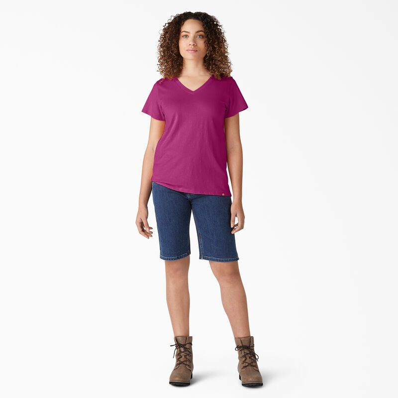 Dickies Short Sleeve V-Neck T-Shirt Festival Fuchsia ID-yCtk9T5o