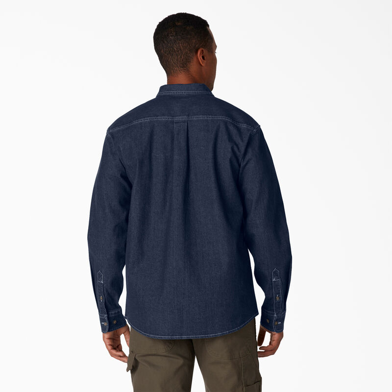 Dickies FLEX Denim Long Sleeve Shirt Dark Denim Wash ID-yGc6qK0u